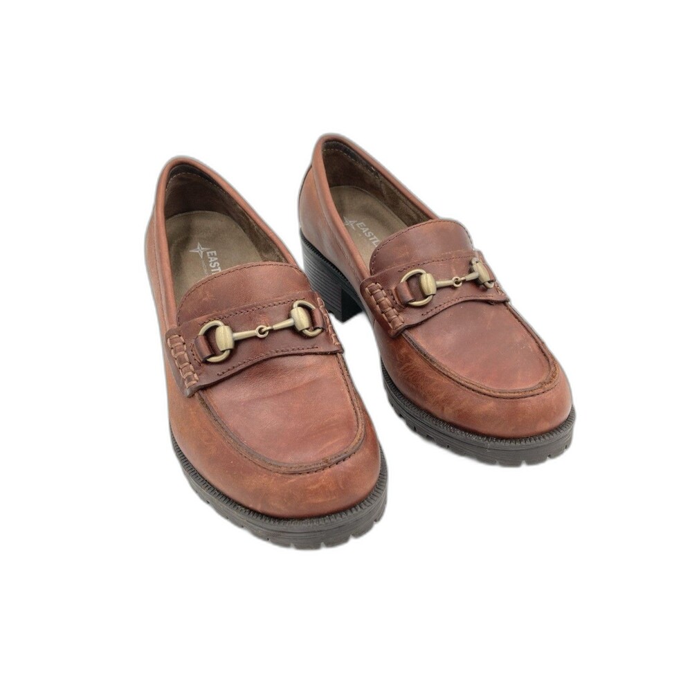 90s Eastland Gwen Horsebit Bit Chunky Loafer Shoes Black Leather Womens Size 8.5